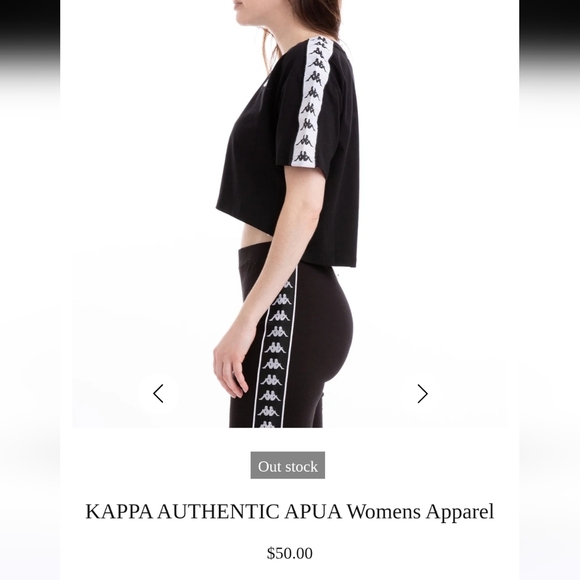 KAPPA Authentic APUA Black & White Logo Cropped Boxy Tee Shirt Top Women's M - Picture 5 of 11